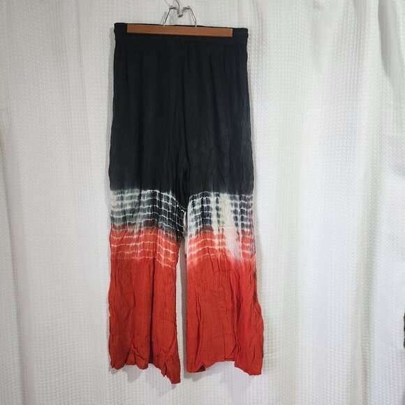 Papa Vancouver Pants Boho Wide Leg Crinkle Fabric Rayon Made in India - Picture 3 of 10